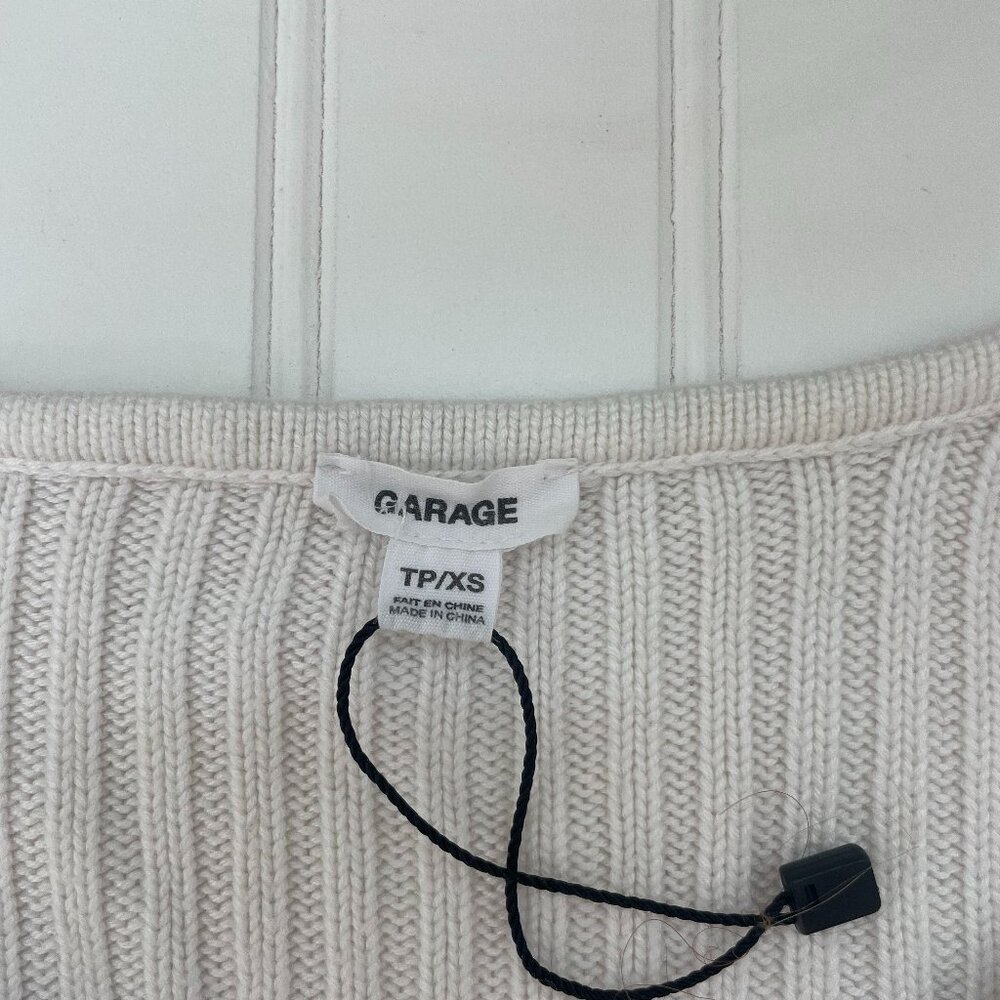 White Garage Cropped Sweather